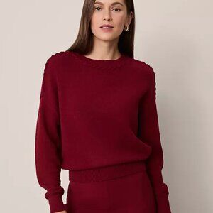 Ann Taylor Whipstitch Sweater in Cherry Pie // NEW WITH TAGS